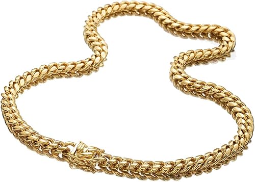 Miniatura 4 de Collar de cadena de eslabones cubanos para hombre, resistente chapado en oro de 18 quilates, collar de cadena de metal de acero inoxidable para