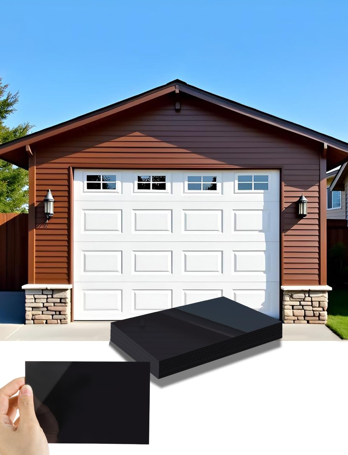 16 Pcs Black Magnetic Faux Windows Panels for 1 Car Garage Household Essentials Metal Garage Door Decorative Easy Installation Sheets and Plates of Metal - 6.125" X 4"