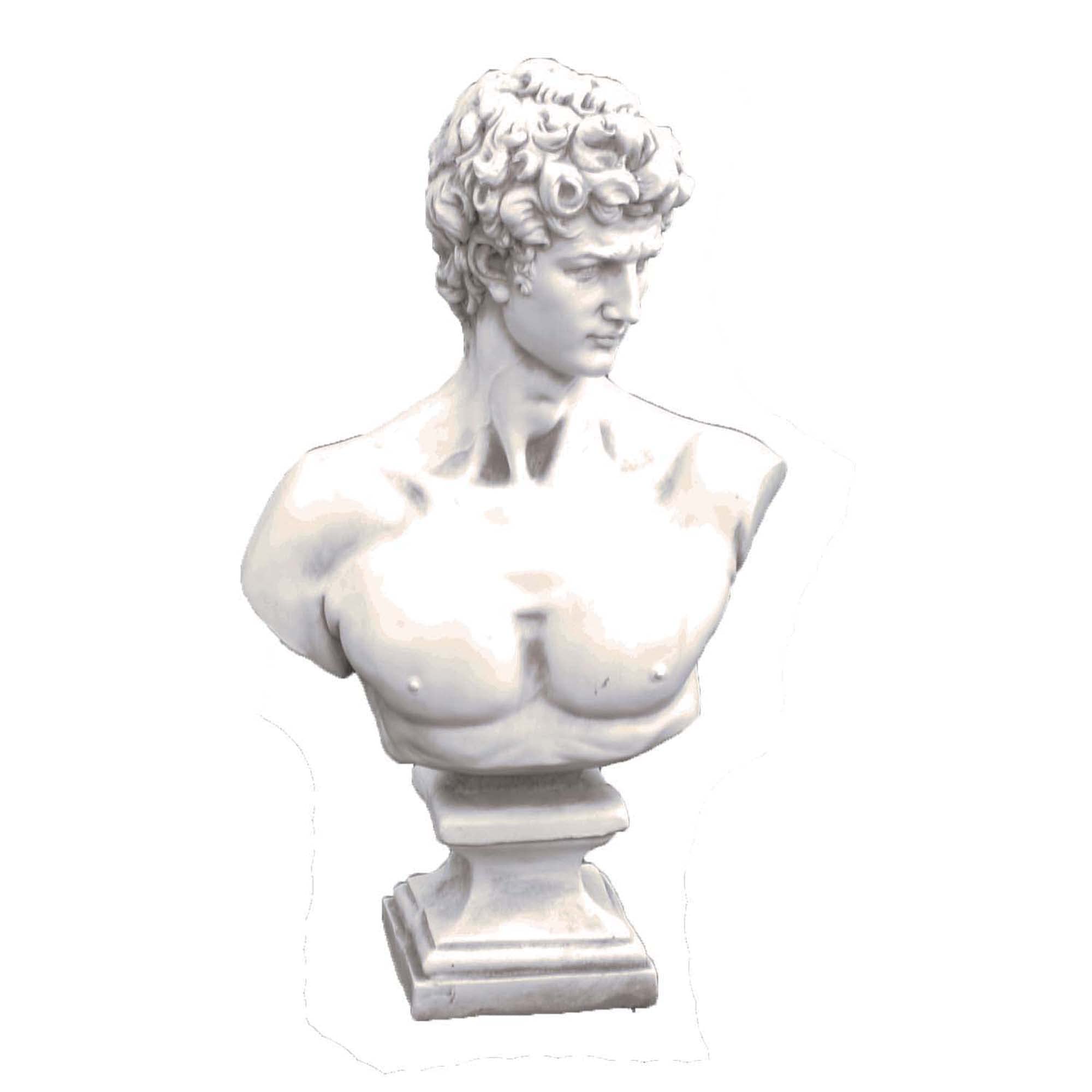 David Bust Garden Statue, Fibre-Clay, White Stone Effect, 59cm