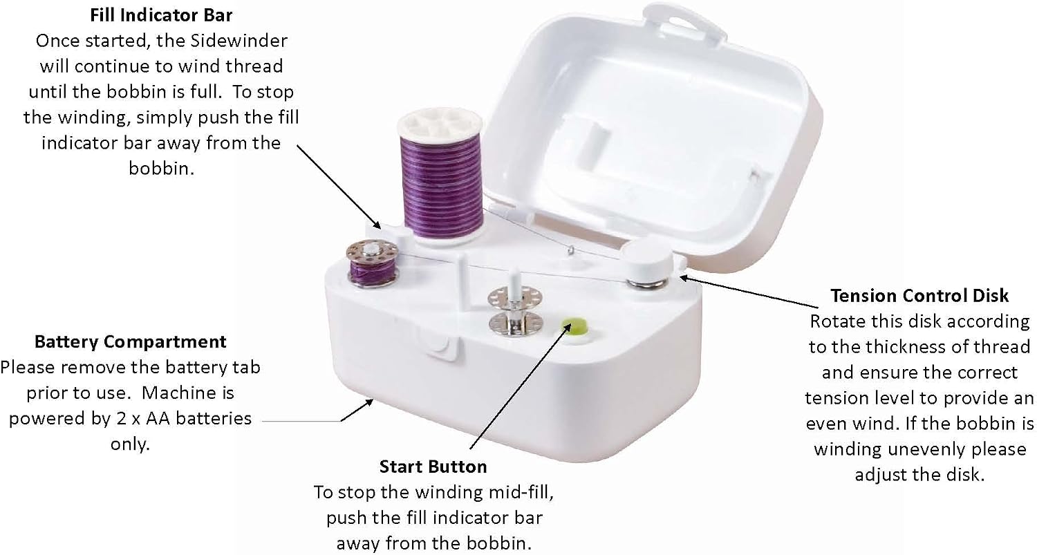 Simplicity Sidewinder Portable Bobbin Winder, White