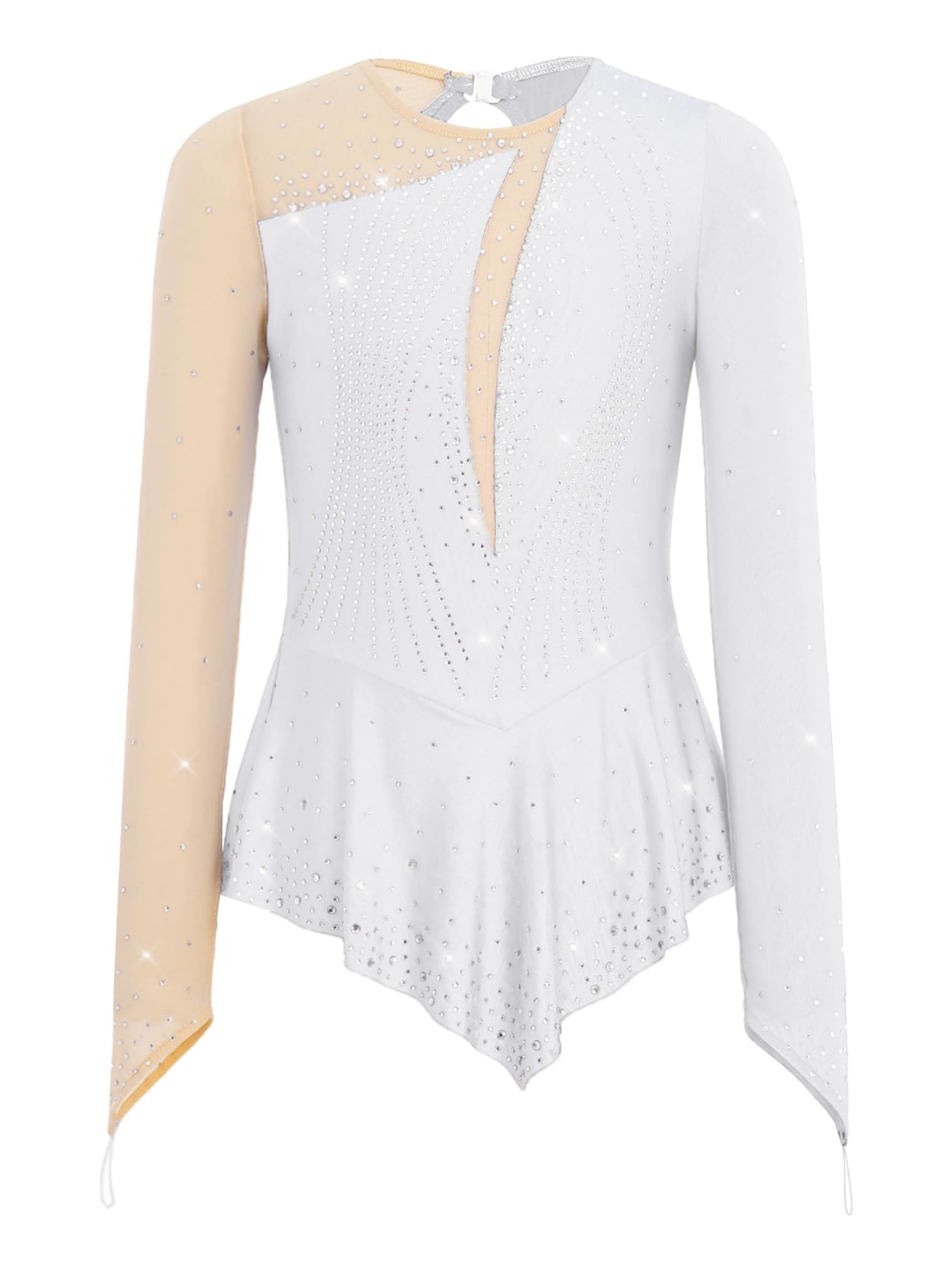 JEATHA Maillot De Patinaje Artístico para Niñas Vestido De Manga Larga con Falda Body De Ballet Gimnasia Vestido De Bailarina Actuación