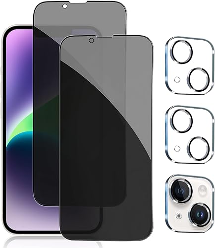 Miniatura 9 de PEHAEL Paquete de 2+2 protectores de pantalla de privacidad para iPhone 14 Pro con protector de lente de cámara, cobertura completa, película de
