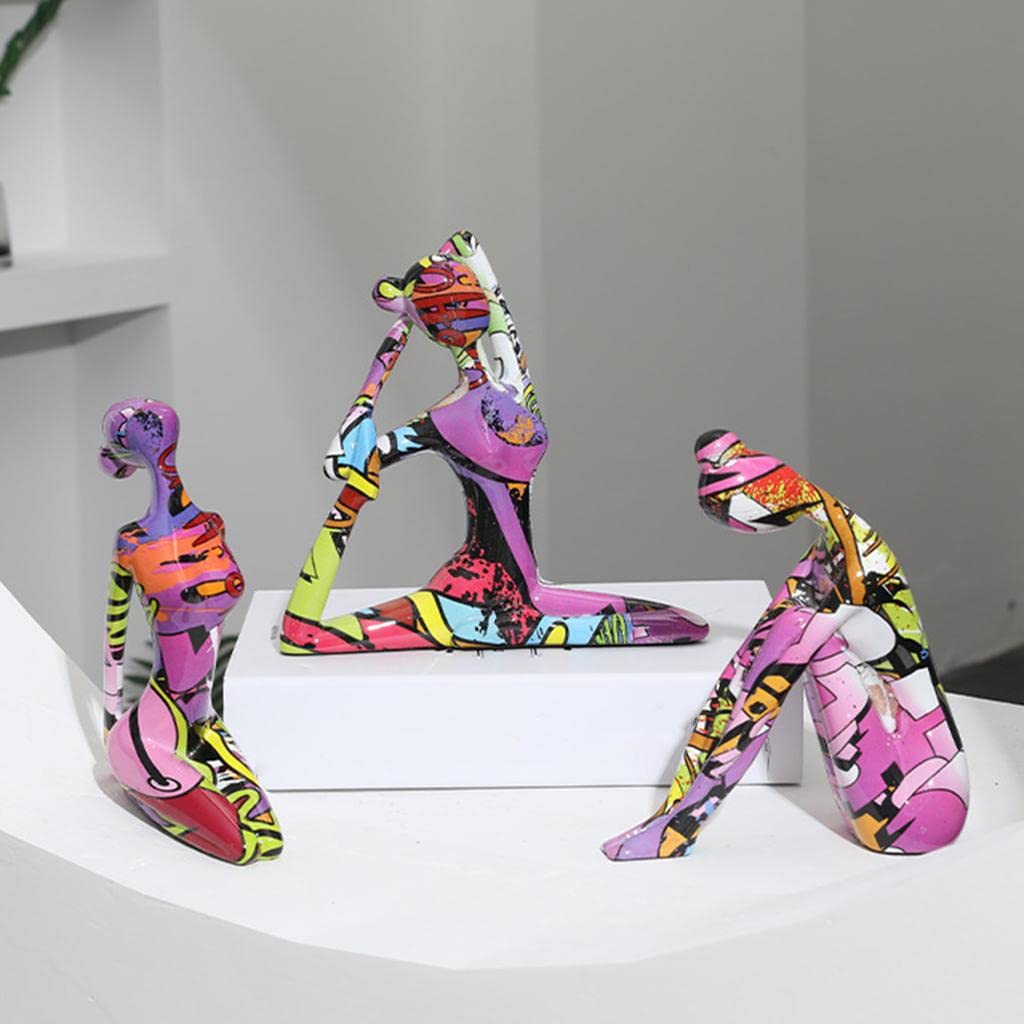 Espositori da Esposizione Statua di Donna Yoga Decorazione Figurine Artigianali per Accenti Decorativi per la casa Decorazione per Soggiorno Camera da Letto Libreria Porta TV - Co