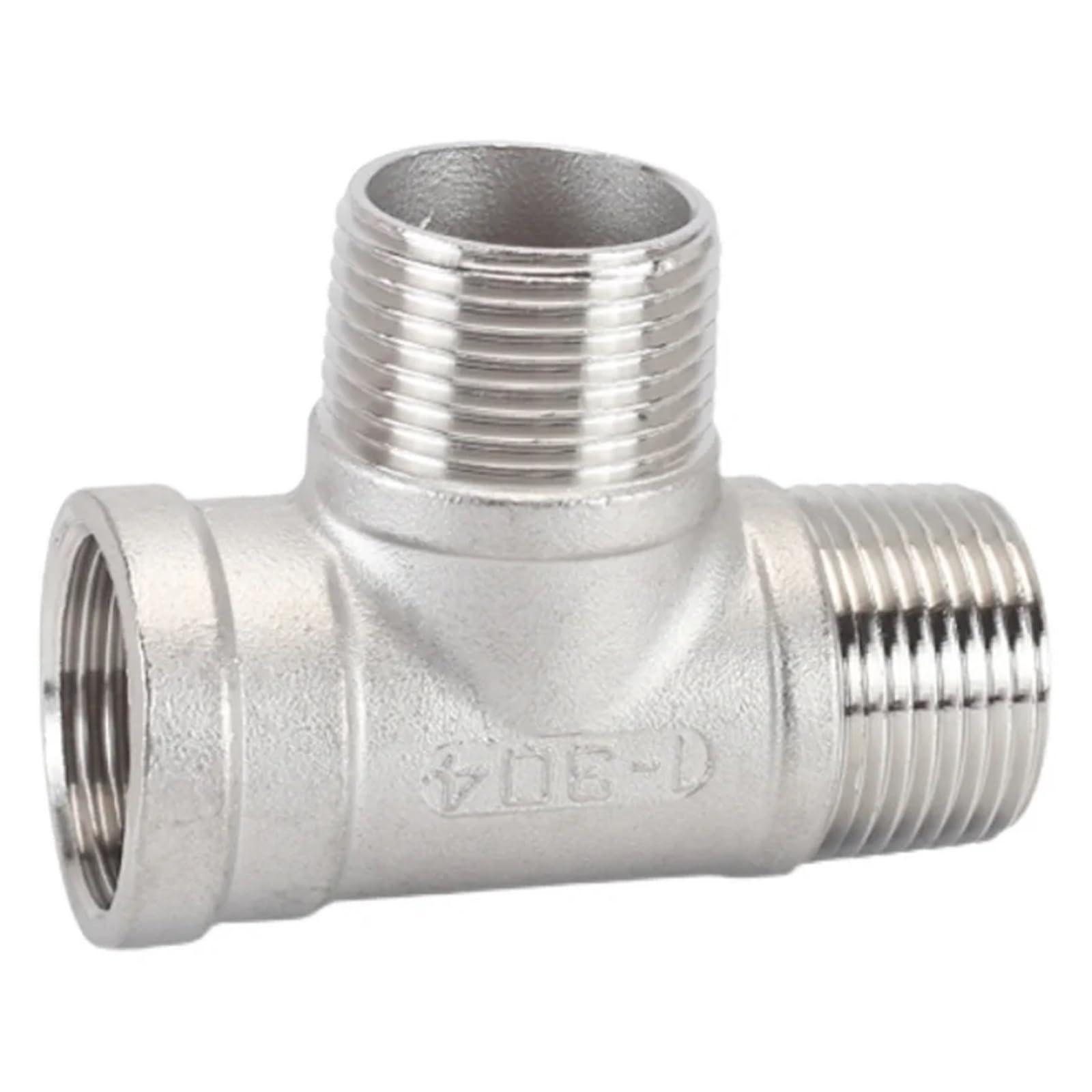 T de acero inoxidable 304 DN10 con rosca macho y hembra para tuberías de agua y gas