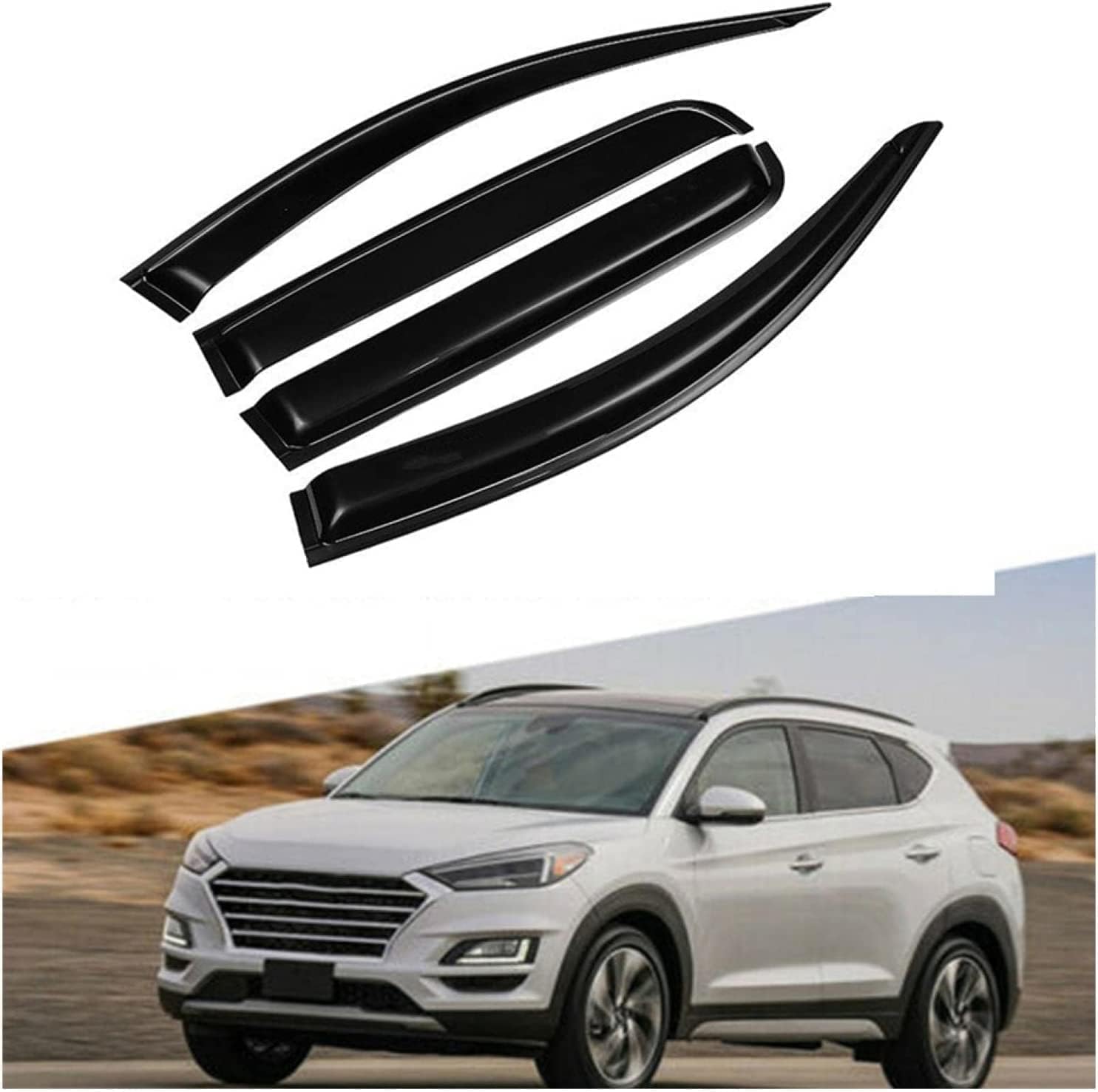 PANXUC Car Wind Deflectors for Hyundai Tucson 2006-2014, Side Window Wind Rain Deflector Window Visor Sun Rain Guard Smoke Guards