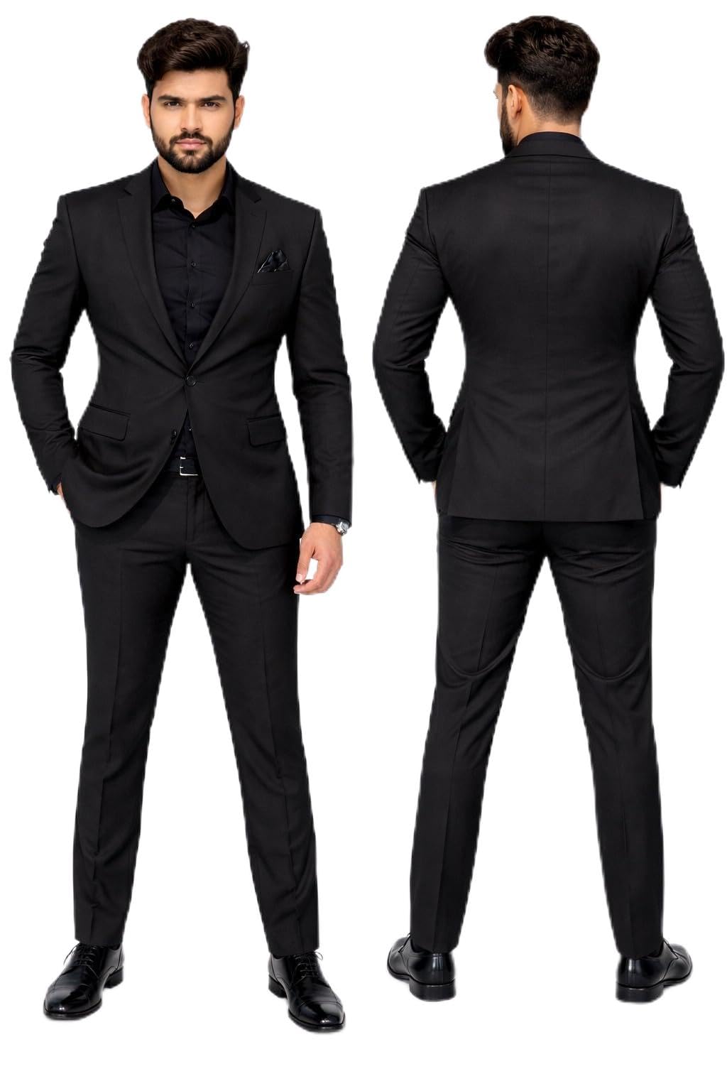 Men’s Black Designer Blazer – Slim Fit, 2 Button, Premium Finish, Size 36 Paired with Polyester Blend Unstitched Pant Fabric Perfect for Weddings, Parties & Luxury Occasions-image-32