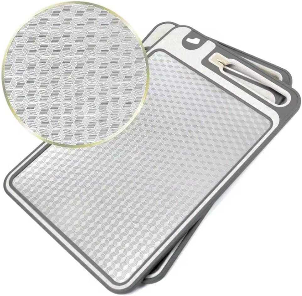 ANAM Double-Sided Cutting Board – 304 Stainless Steel & Wheat Straw Chopping Board – Non-Slip, Dishwasher Safe, Plastic-Free Cutting Board for Meat, Fish, Veggies & Fruits – Built-In Knife Sharpener