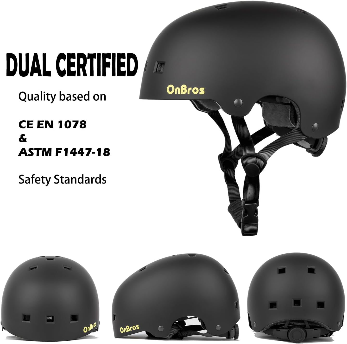 Skateboard Helmet Adult - OnBros Youth Bike Helmet Men or Women, Adjustable Road Bike Helmets for Multi-Sport Bicycle Cycling Skates Scooter Helmet - Image 2