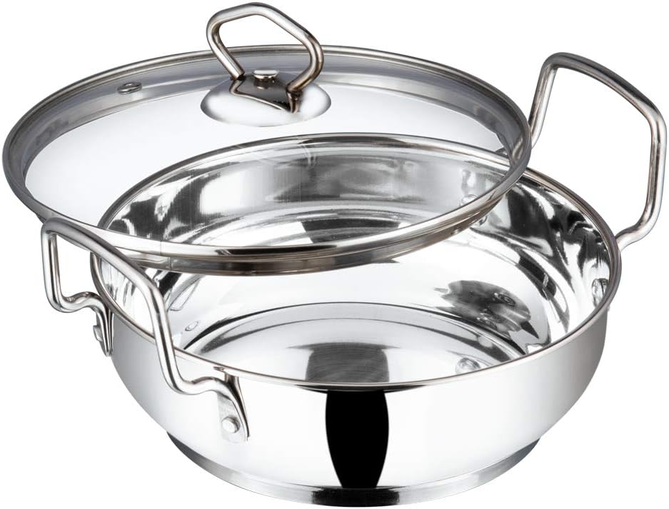 Cookware Induction Friendly Kadai With Lid Silver 3.4 Litres, Stainless Steel, IKD 24