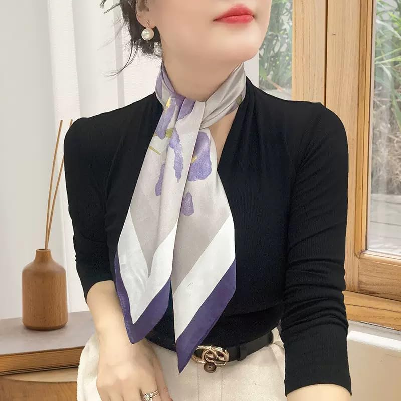 27.5 Inch Silk Feeling Scarf for Women Square Satin Head Scarf Hair Wrap Bandana - Image 7