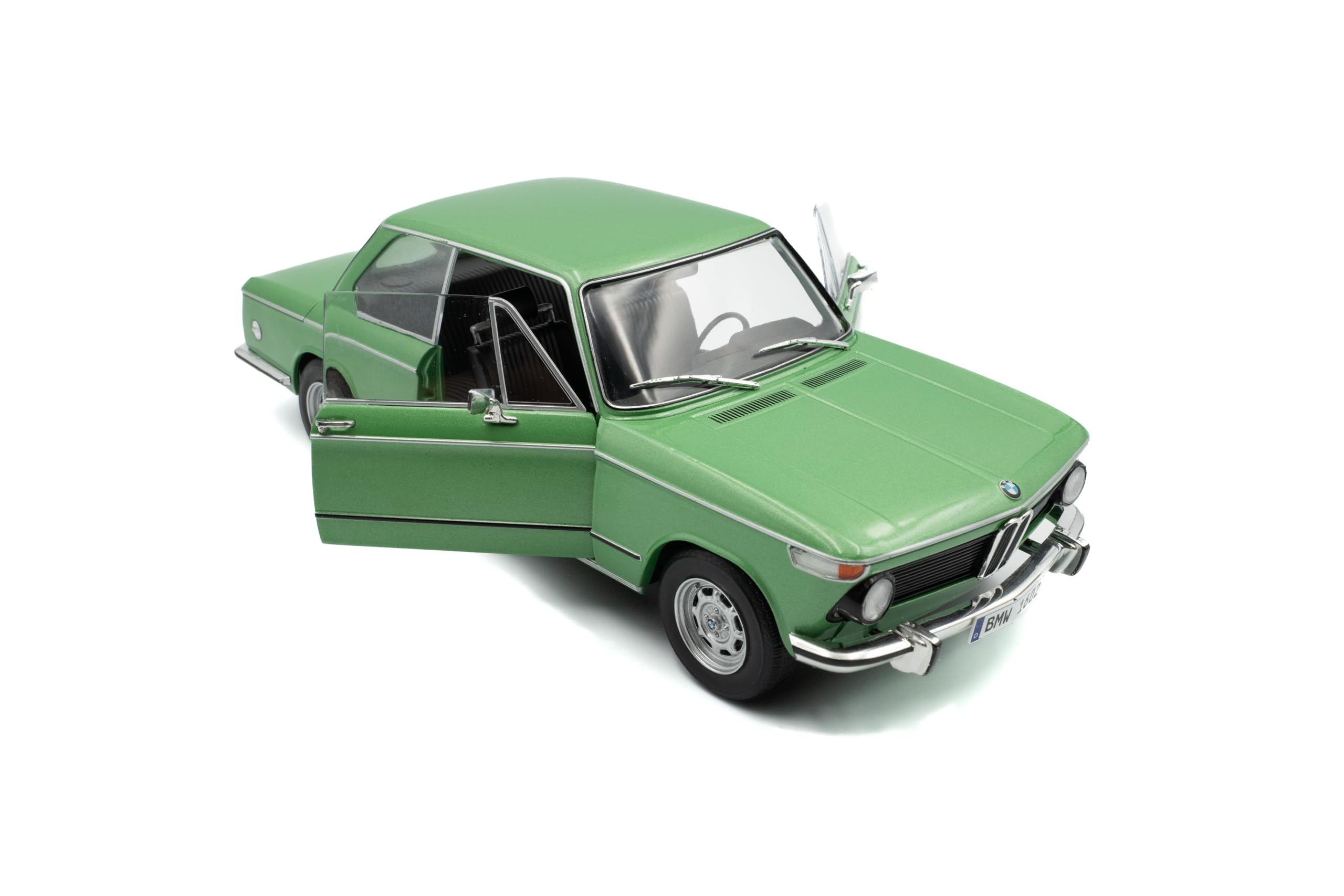 Solido BMW 1602 (1971) – Kompaktklassiker mit runder Front, bewegliche Türen und Lenkung, Diecast Modellauto, Taigagrün, 1:18