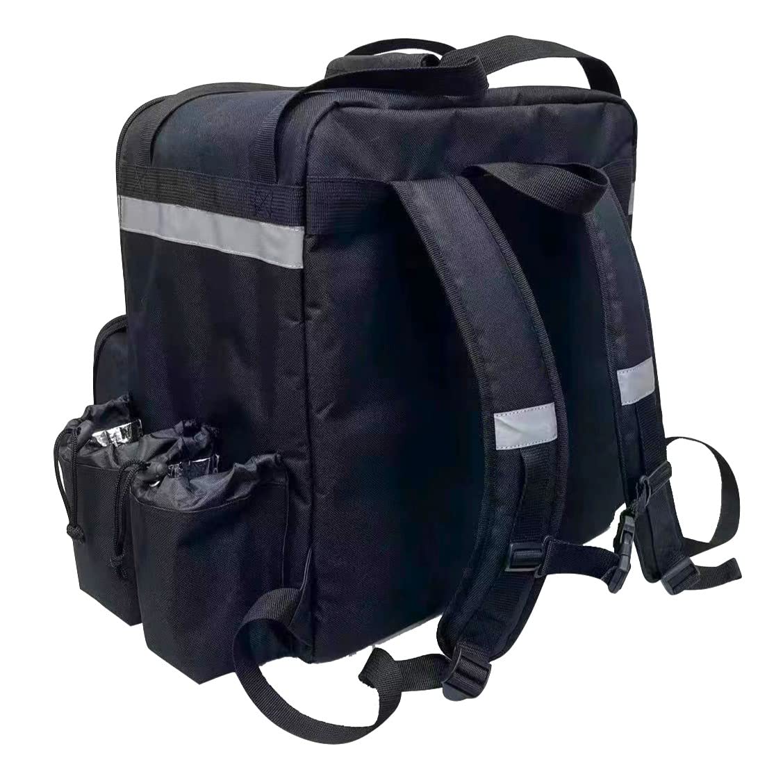 Delivery Bag Store Erweiterbarer Lebensmittel-Lieferrucksack mit 4 Getränkehaltern, Pizza-Liefertasche, isolierte Liefertasche mit reflektierenden Streifen für Fahrradlieferungen, für Uber Eats