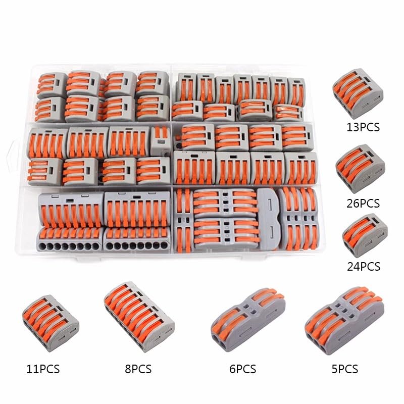 HUFFA Caja de Juego de Conectores de Cables 222-412 222-413 222-415 Bloques de terminales Conectores rápidos híbridos de iluminación Mini enhebrador de Conductores Divisor(Lavender)