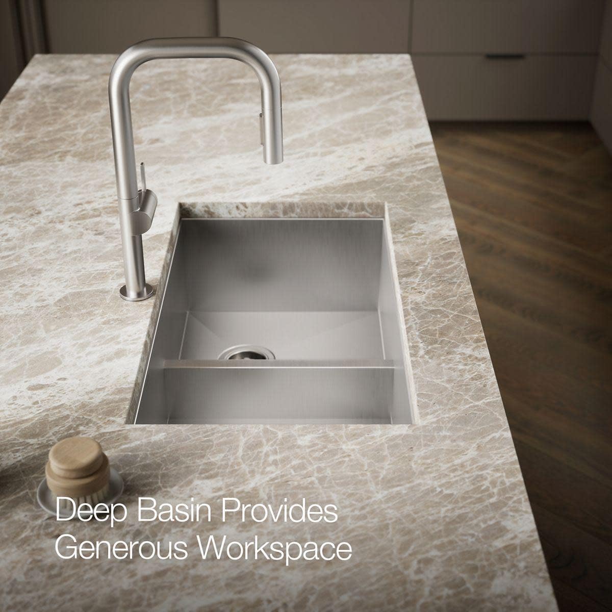 KOHLER Vault(TM) 33" x 22" x 9-5/16" Smart Divide(R) top-/under-mount double-equal bowl kitchen sink with 3 faucet holes