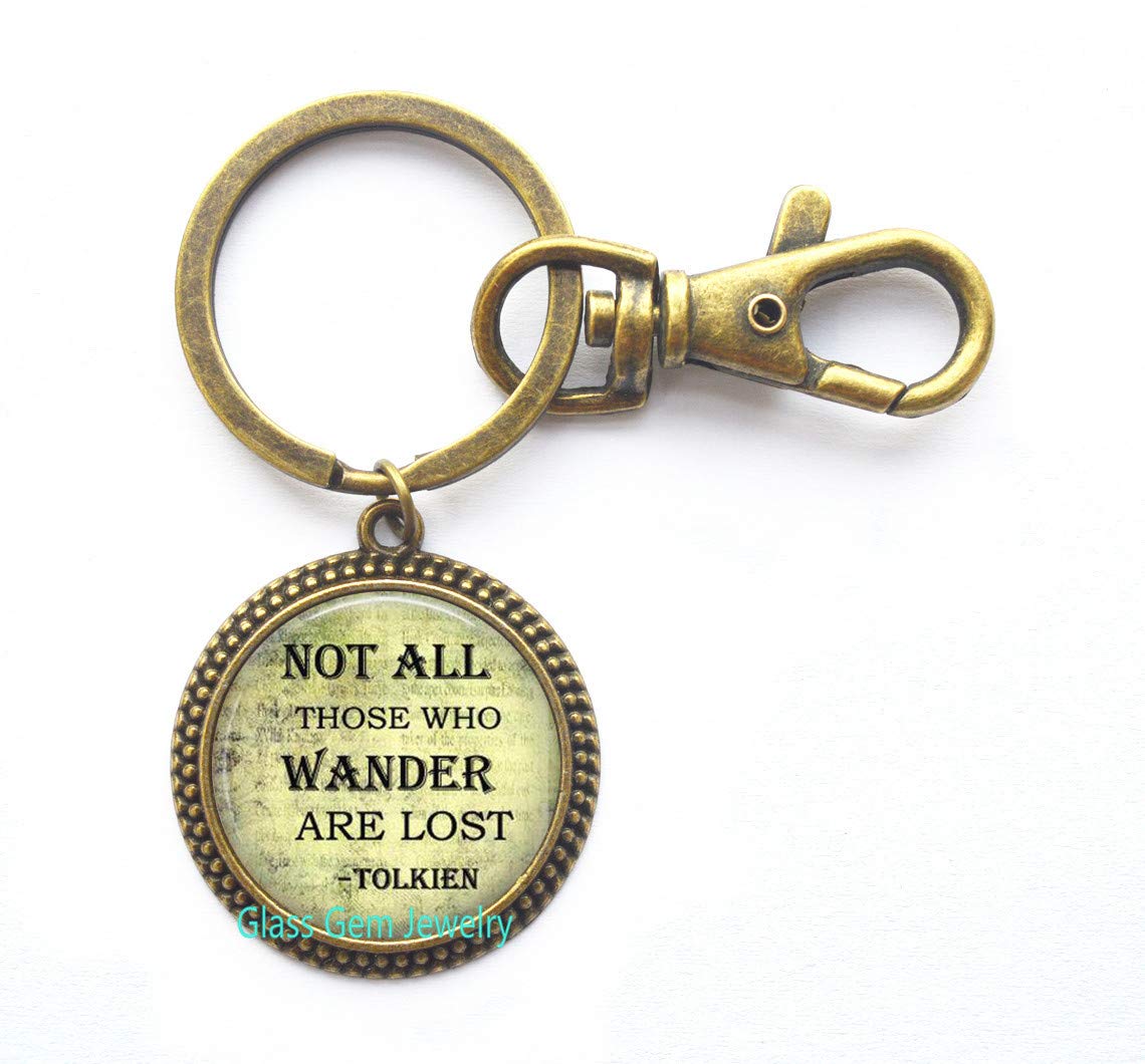 SheCooGlass Dome Keychain,Lord of The Jewelry, Not All who Wander are Lost Keychain, not All who Wander Key Ring.XY55