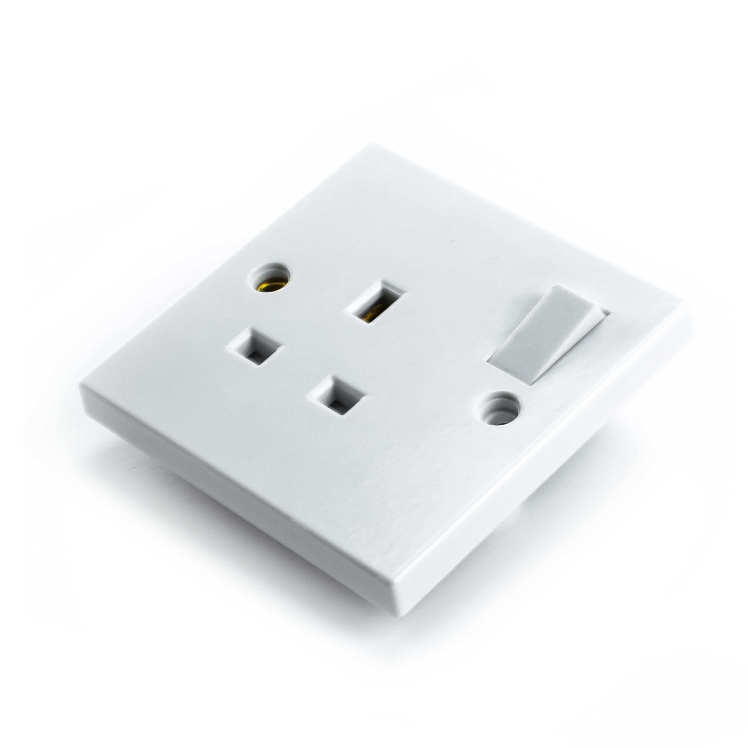 13A Switched Plug Socket Single Gang 1 Gang White UK Wall Socket 13 Amp