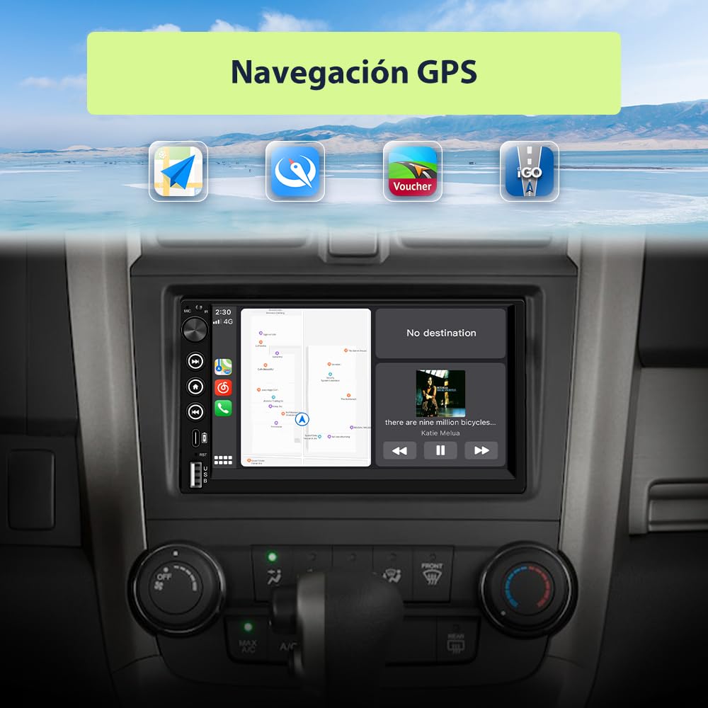 7" Radio de Coche 2 DIN Universal con Carplay y Android Auto Inalámbrico