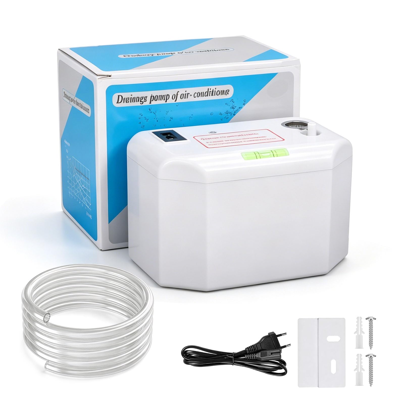 EXLECO Pompa di Condensa Automatica con Allarme Trabocco 200ml, Portata 24L/h, Altezza Massima 10m, Tubo 5m, per Climatizzatore a Parete 1-3HP, Riscaldamento e HVAC 8kW