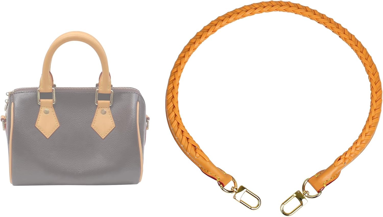 Bag Genuine Vachetta Leather Shoulder Strap Replacement Fit for Speedy25 30 35 Knitted Shoulder Straps(PRO-Apricot)