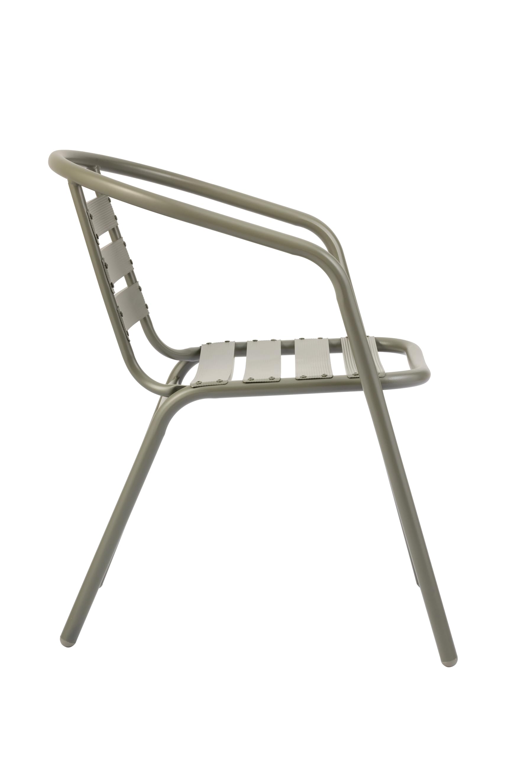 METRO Professional Silla de Jardín con Reposabrazos Narni, Aluminio, Apilable, para Exterior, Caqui