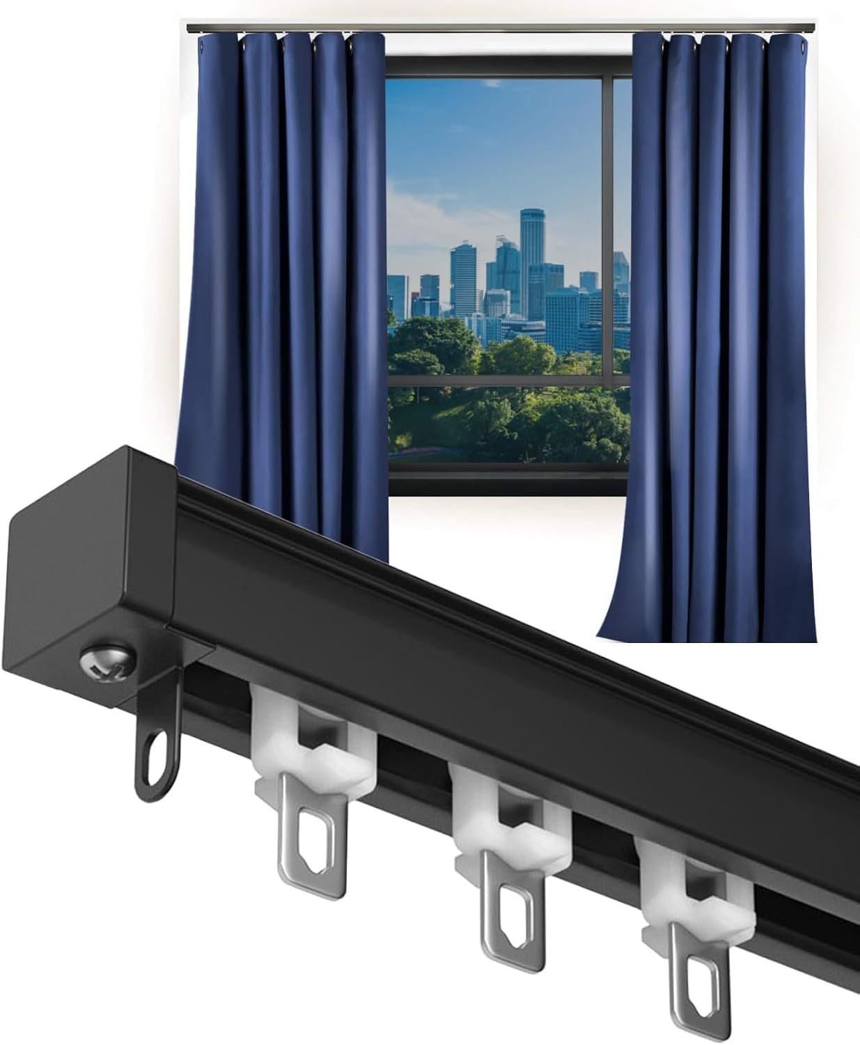 Sliding Curtain Track System for Windows Room Divider Rod Kit Shower Rail Ideal Bedroom Living Bathroom Store Gazebo.