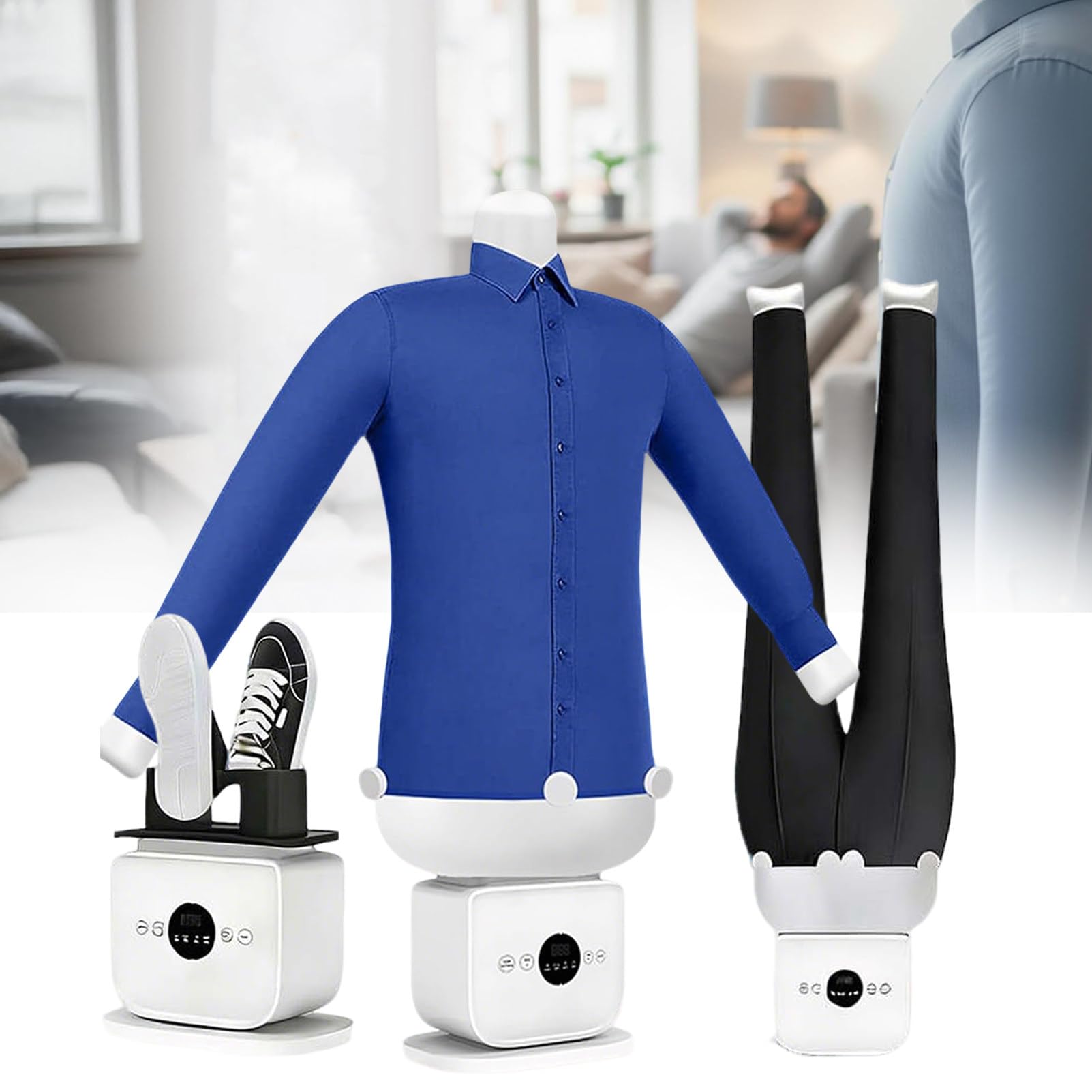 Automatic Ironing Machine, Hands-Free Hot Air Dryer and Iron, Quick Ironed Steamer 8Mins, Portable Inflatable Garment Wrinkle Remover for Shirts & Pants & Shoes A