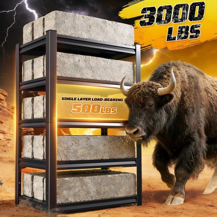 72" H Garage Storage Shelves 5-Tier,Garage Storage System Shelves Adjustable 2000LBS,Storage Shelving for Basement,Pantry,Kitchen,Warehouse,72" H x 35.55" W x 16" D - Image 2