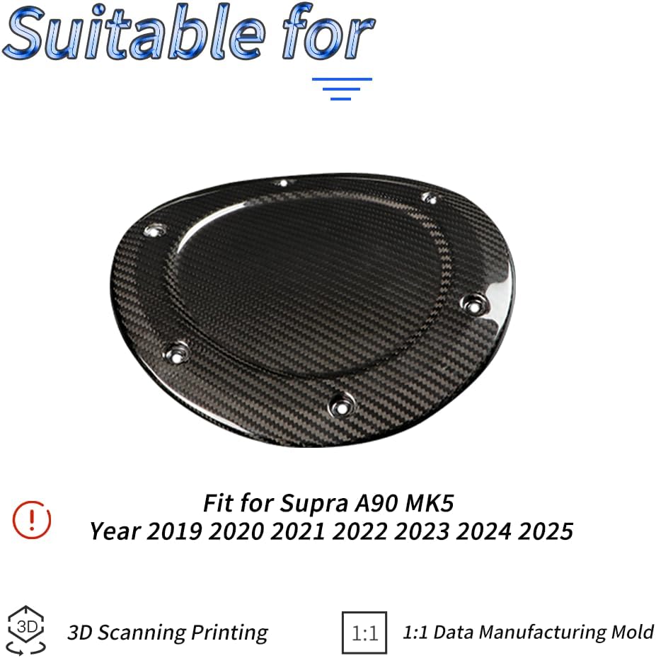 JSWAN Carbon Fiber Replacement Oil Filler Cap Fit for Toyota Supra GR A90 MK5 Gas Tank Door Gloss JDM Retro Style Fuel Tank Cap Car Fuel Filler Door Replace Accessories