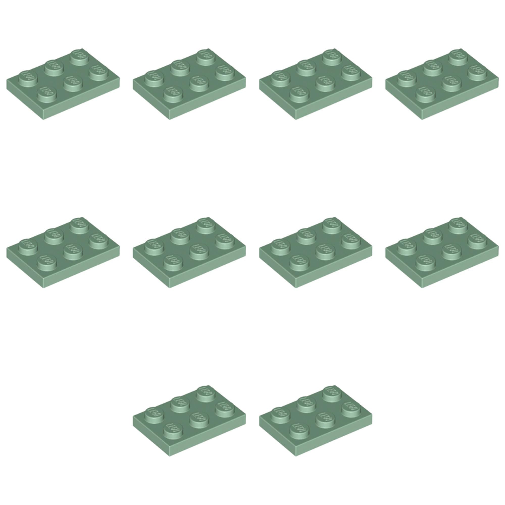 LEGO Brick Plate 2 x 3, Part 3021 (Sand Green, 10, count)