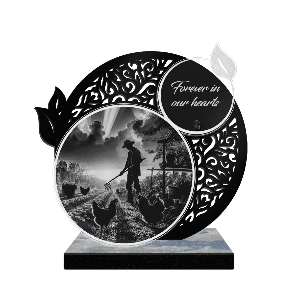 ETERNEL - Personalized Lace Memorial Plaque - Vegetable Garden, Garden, Gardening, Farmer - Customizable text, laser-engraved memorial plaque for tribute, tombstone, funeral, burial