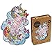 UNIDRAGON Wooden Jigsaw Puzzle, Best Gift for Adults and Kids, Unique Shape Jigsaw Pieces Inspiring Unicorn, 7 x 9.5 in (18 x 24 cm) 103 pcs, Small
