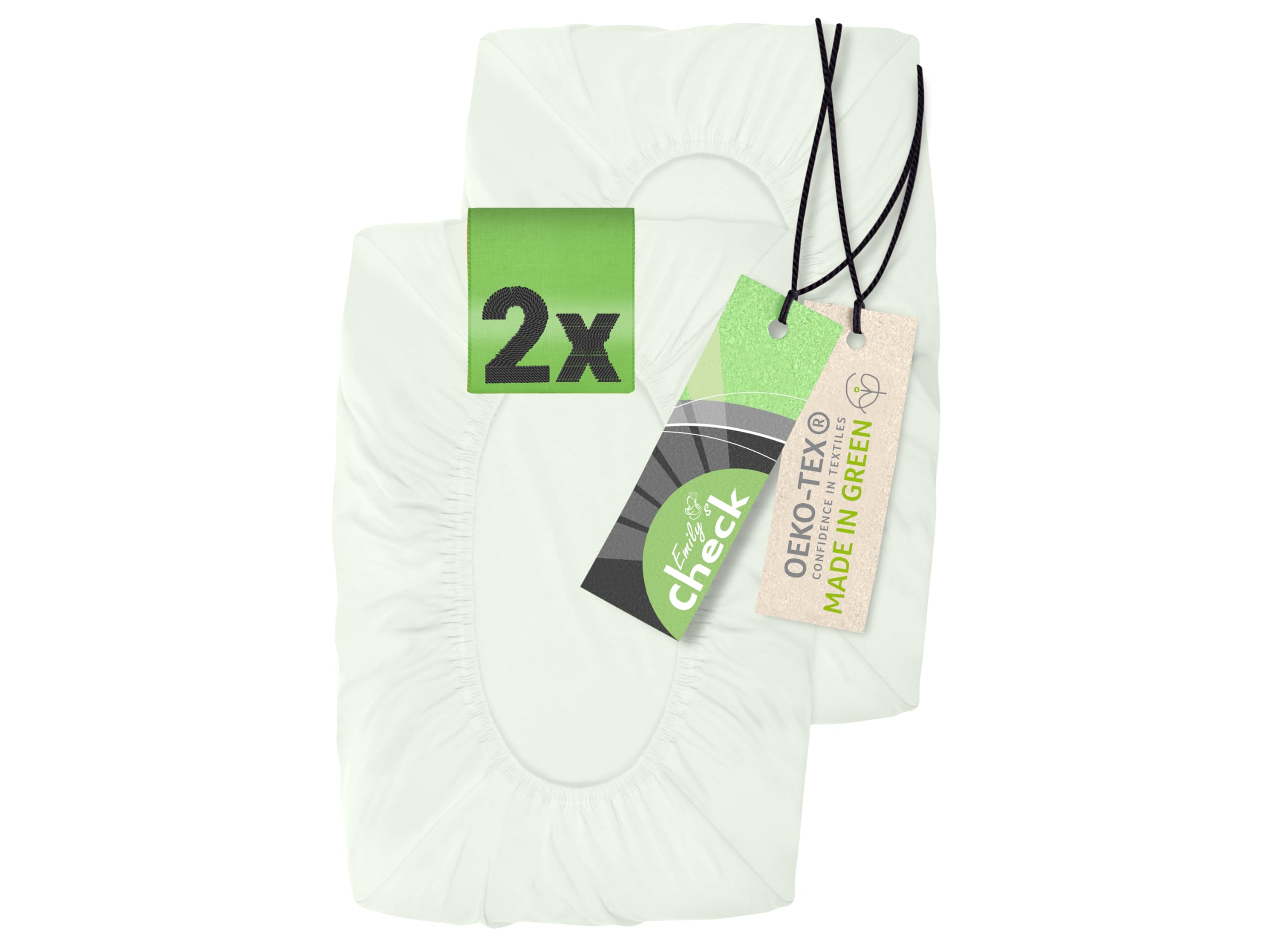 Emily´s Check 2er Pack Spannbezug für Nackenkissen Gesundheitskissen 1596.2323, kitt, 30-50 x 40-60 x 10 cm