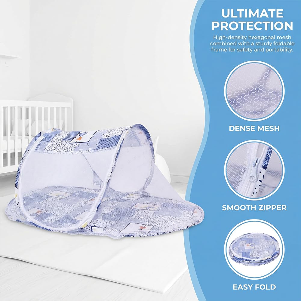 Zanzariere per Culla, Zanzariera Lettino Bebè Pieghevole Tenda Anti Zanzare per Culla da Viaggio Portatile Zanzariera Pieghevole Tenda da Viaggio per Famiglia Viaggi All'Aperto( 108 x 60 x 38cm)(Blu)