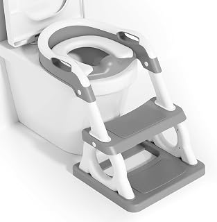 Kleinkind-Toilettensitz, Upgrade Töpfchentrainingssitz für Kinder, Jungen, Mädchen, 2-in-1 Töpfchentraining-Toilette mit Tritthocker, Spritzschutz, rutschfestes, weiches Kissen, JXY-PTS01