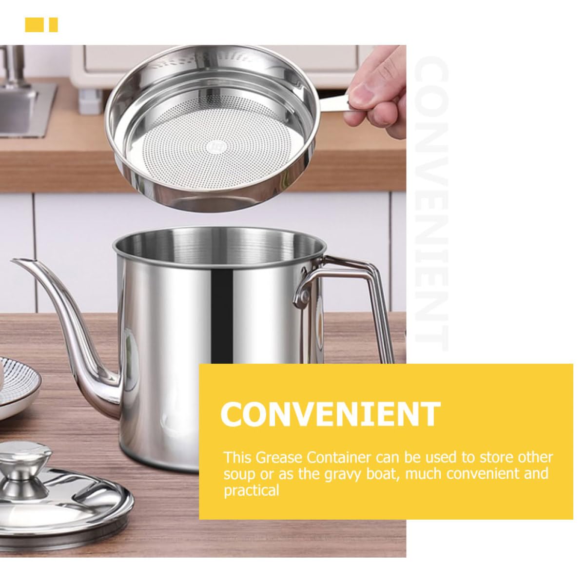 BESPORTBLE Contenitore per Condimenti in Acciaio 18L con Filtro Integrato Erogatore Multifunzione per Oli e Condimenti Design Compatto e Manico Ergonomico per Uso Quotidiano in Cucina