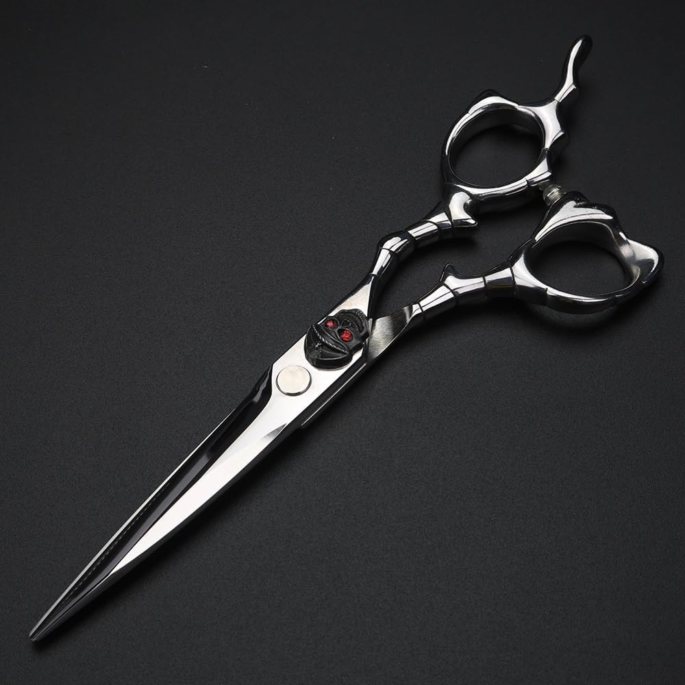 Hair Cutting Shears Kit, 6 Inch Skull Unique Handle Hair Steel Cutting and Thinning Set,.