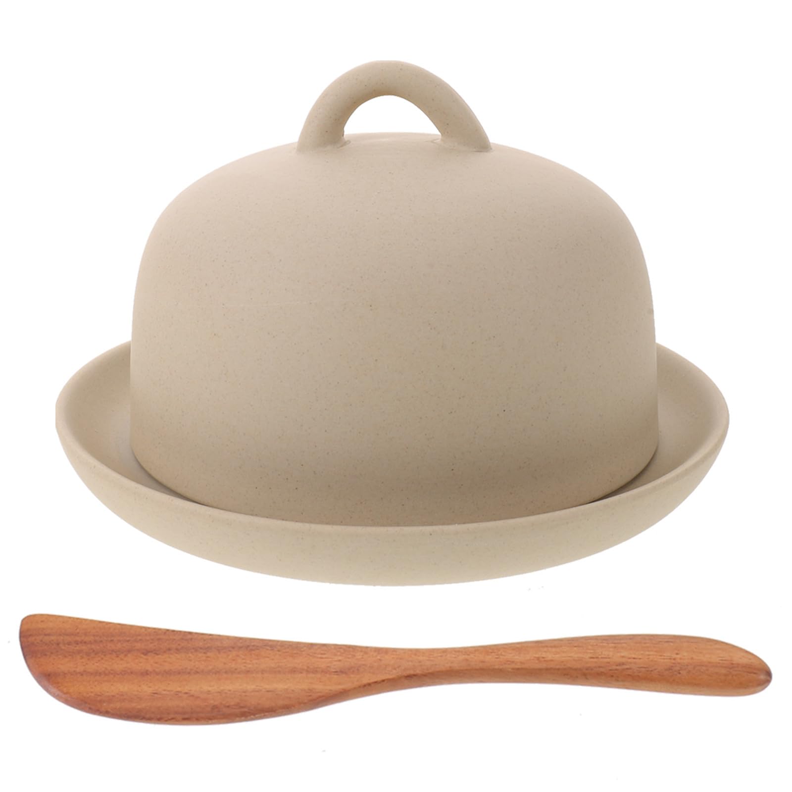 Mantequera de Mesa de Cerámica Vintage con Tapa y Cuchillo