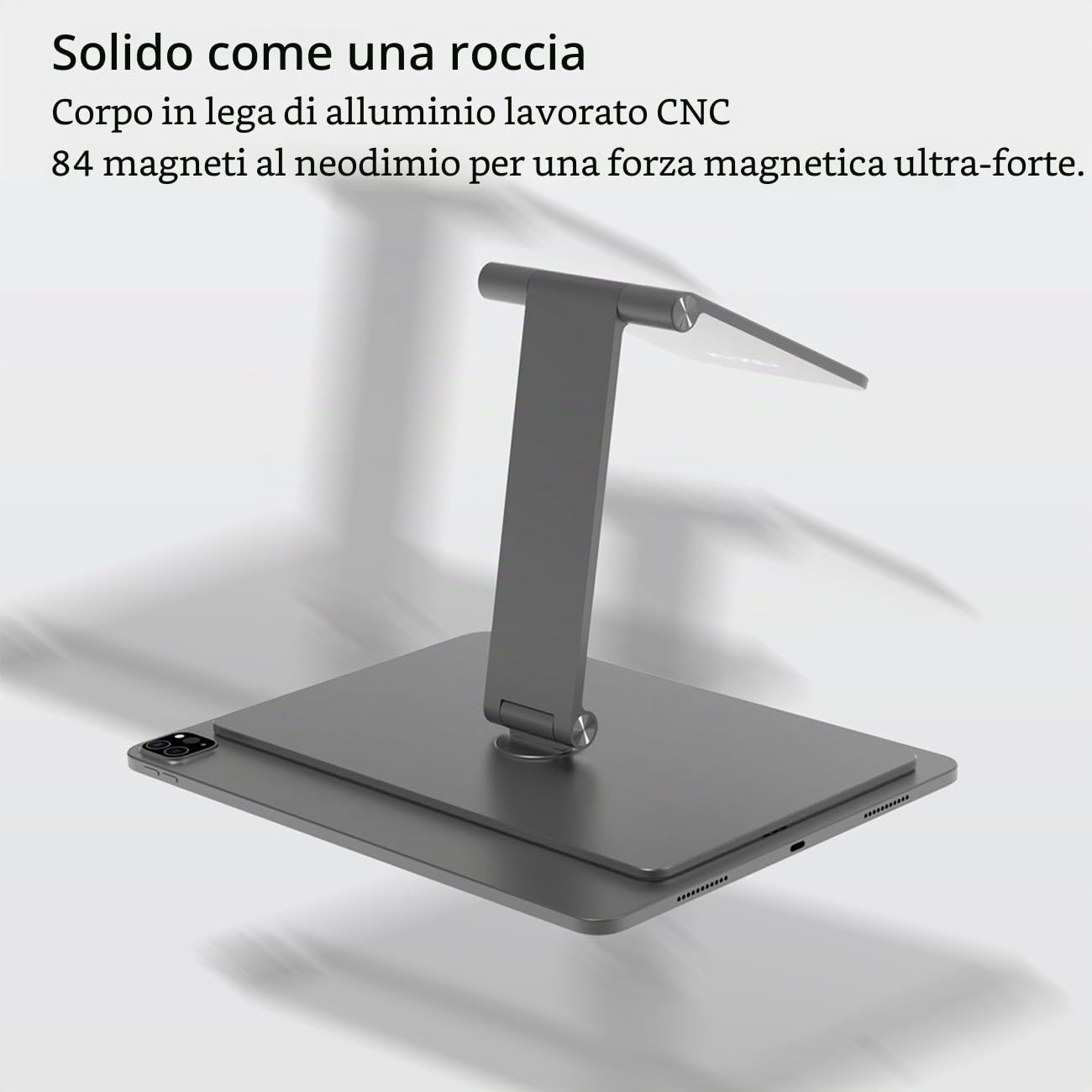 KU XIU X33 Supporto Magnetico Pieghevole per iPad Pro 13" M4, Supporto Tablet Regolabile a 360° in Lega di Alluminio, Base Portatile da Scrivania per Disegno, Lavoro e Visualizzazione