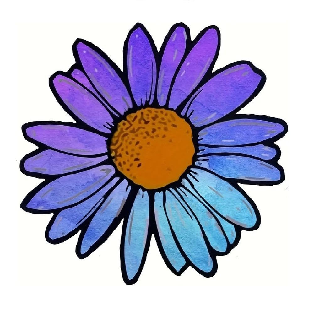 Purple Blue Gradient Daisy Vinyl Stickers 6x6 Inch Waterproof Decals for Car Laptop Window Bumper