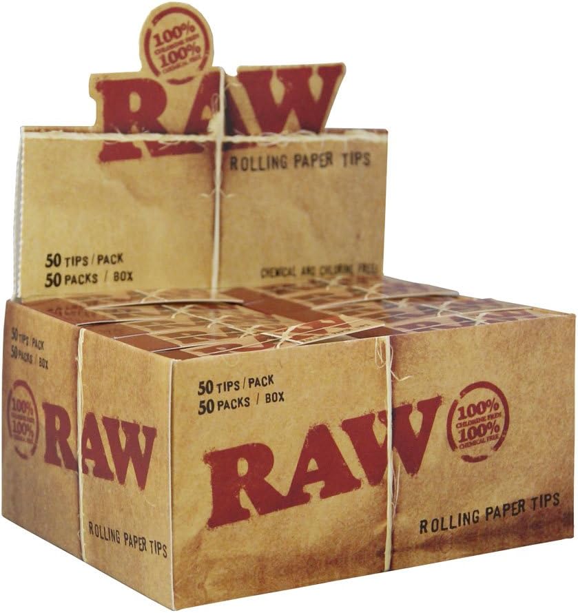 RAW Filter Tips Slim Unperforated Natural Filter Tips Unbleached 2x Boxes (100 Booklets