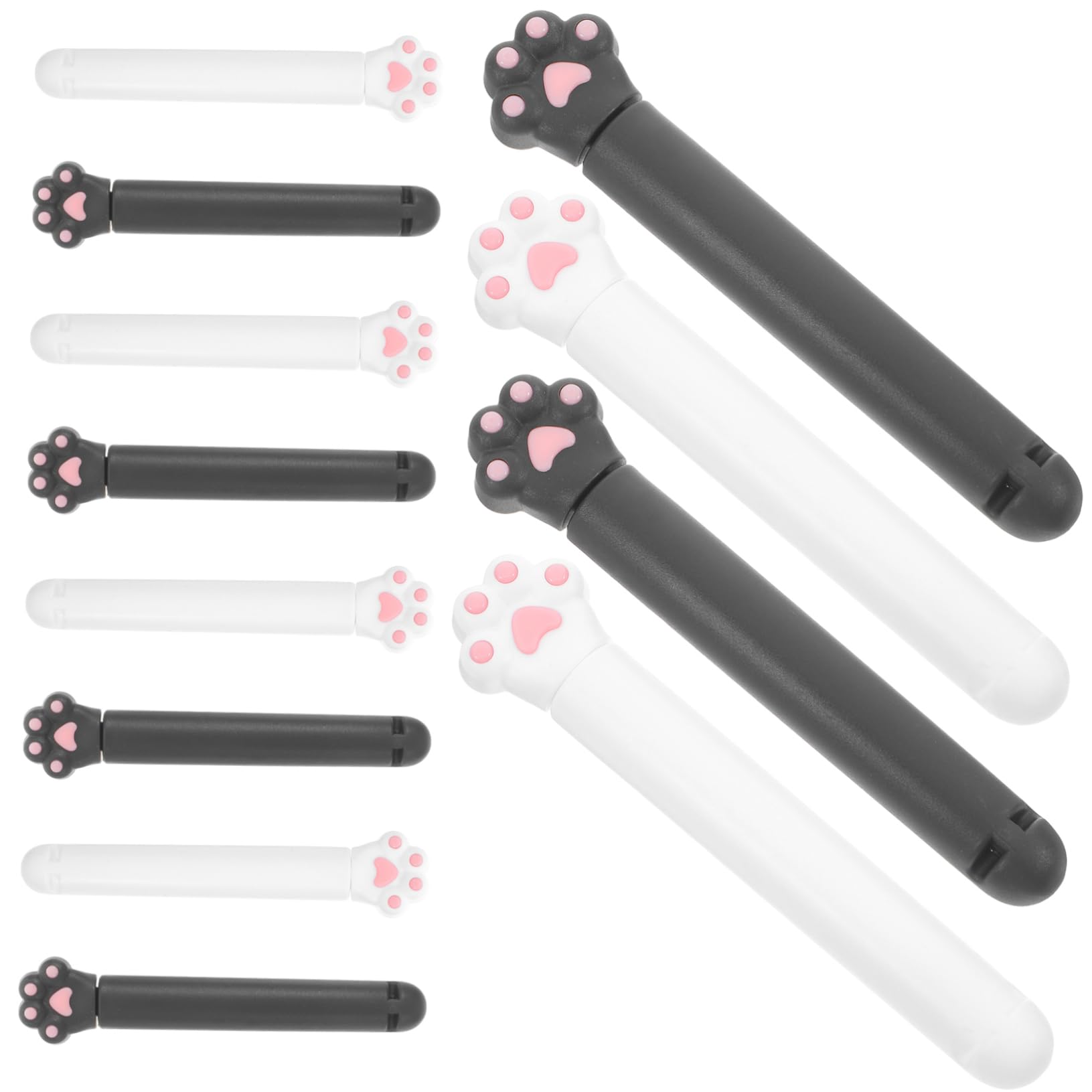 FUNOMOCYA Paw Food Bag Clips 12 Pack Snack Sealing Clamps -Free Plastic for Kitchen Travel Black White
