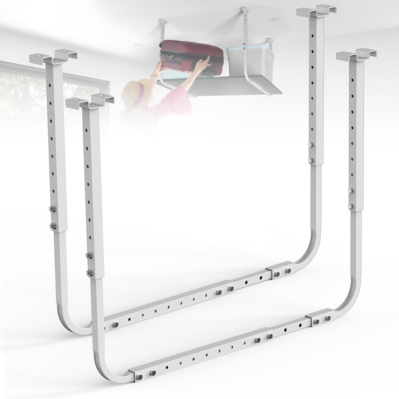 Adjustable Overhead Garage Ceiling Mount Storage Rack 33In x 26In Up to 250 Lbs