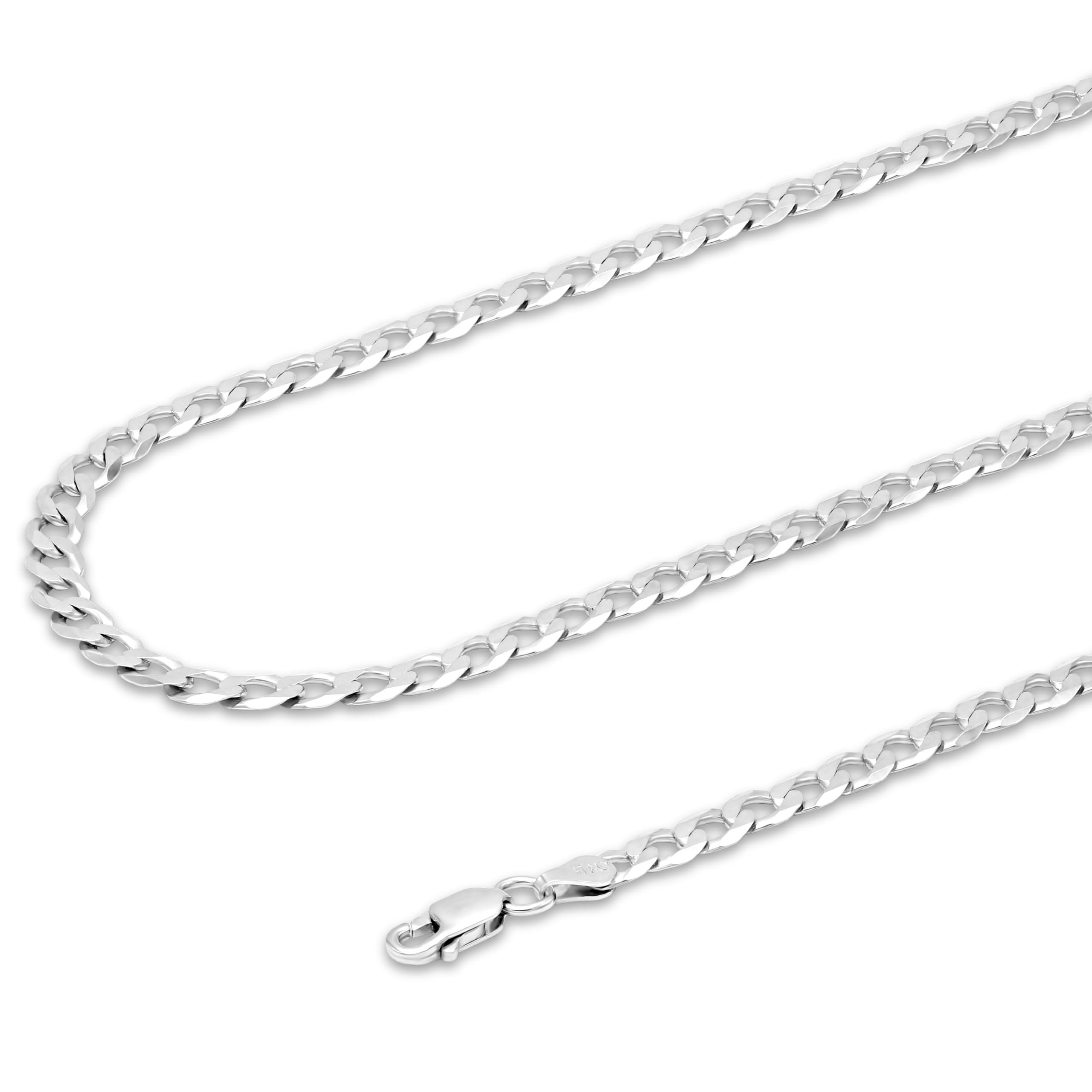 Aka Gioielli® - Catena Grumetta Piatta 5mm Argento Sterling 925 Rodiato - Collana Uomo Donna lunga 45 50 55 60 65 75 cm