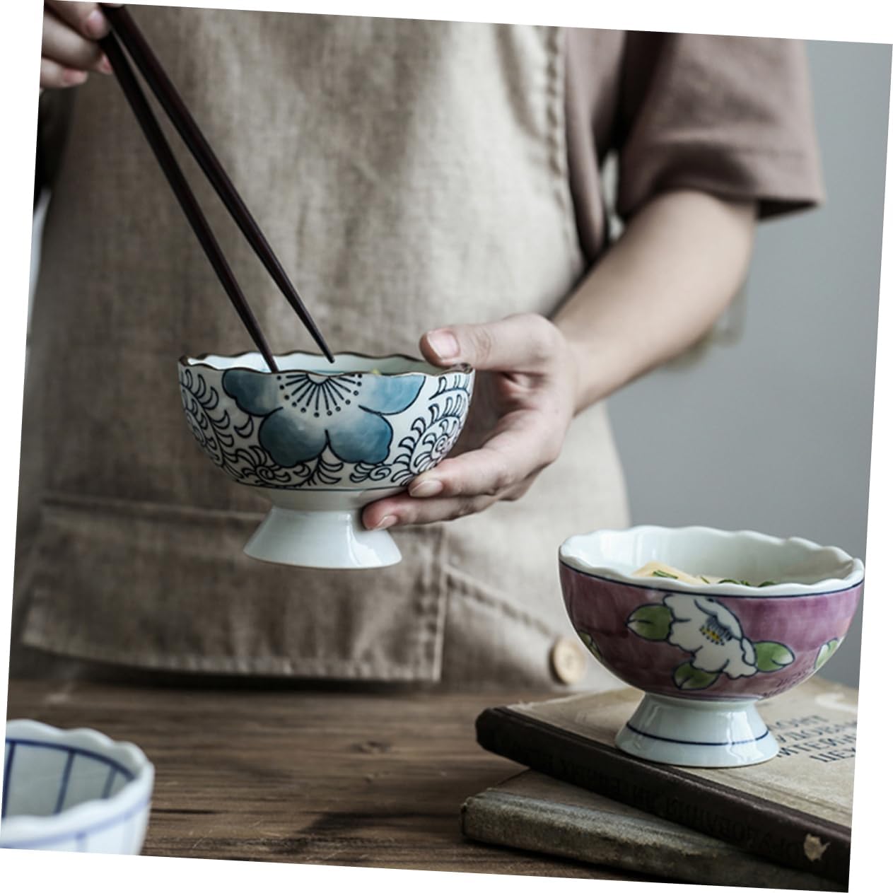 Trifle Bowl Ceramic Rice Bowl High Cooking Bowls Japanese Style Bowl Ceramic Cereal Bowls Japanese Soup Bowl Porcelain Soup Bowl Pasta Bowl Ceramic Desserts Bowls Food ice Cream Bowl