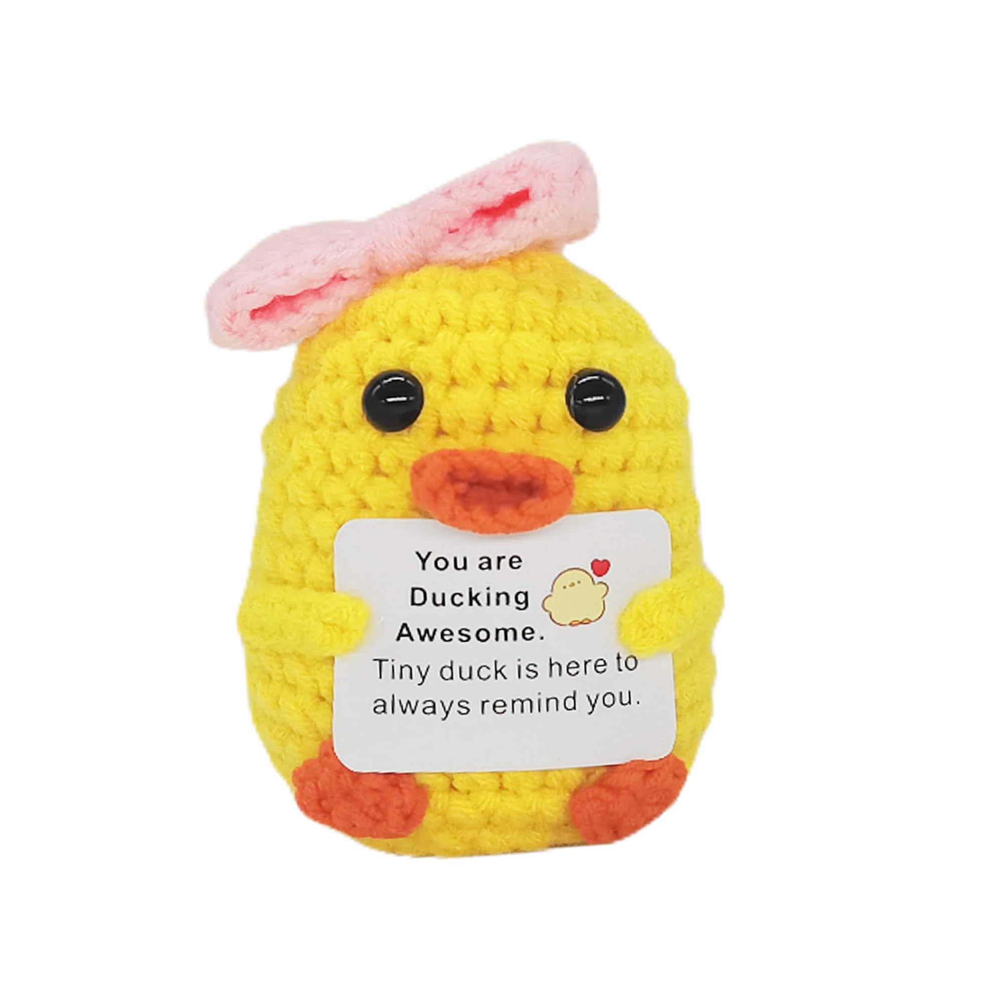 Inspirational Birthday Gifts for Women Men, Funny Handmade Positive Crochet Mini Duck Gift for Sister Friends Teen, Emotional Support Animal Graduation Appreciation Present Cute Decor