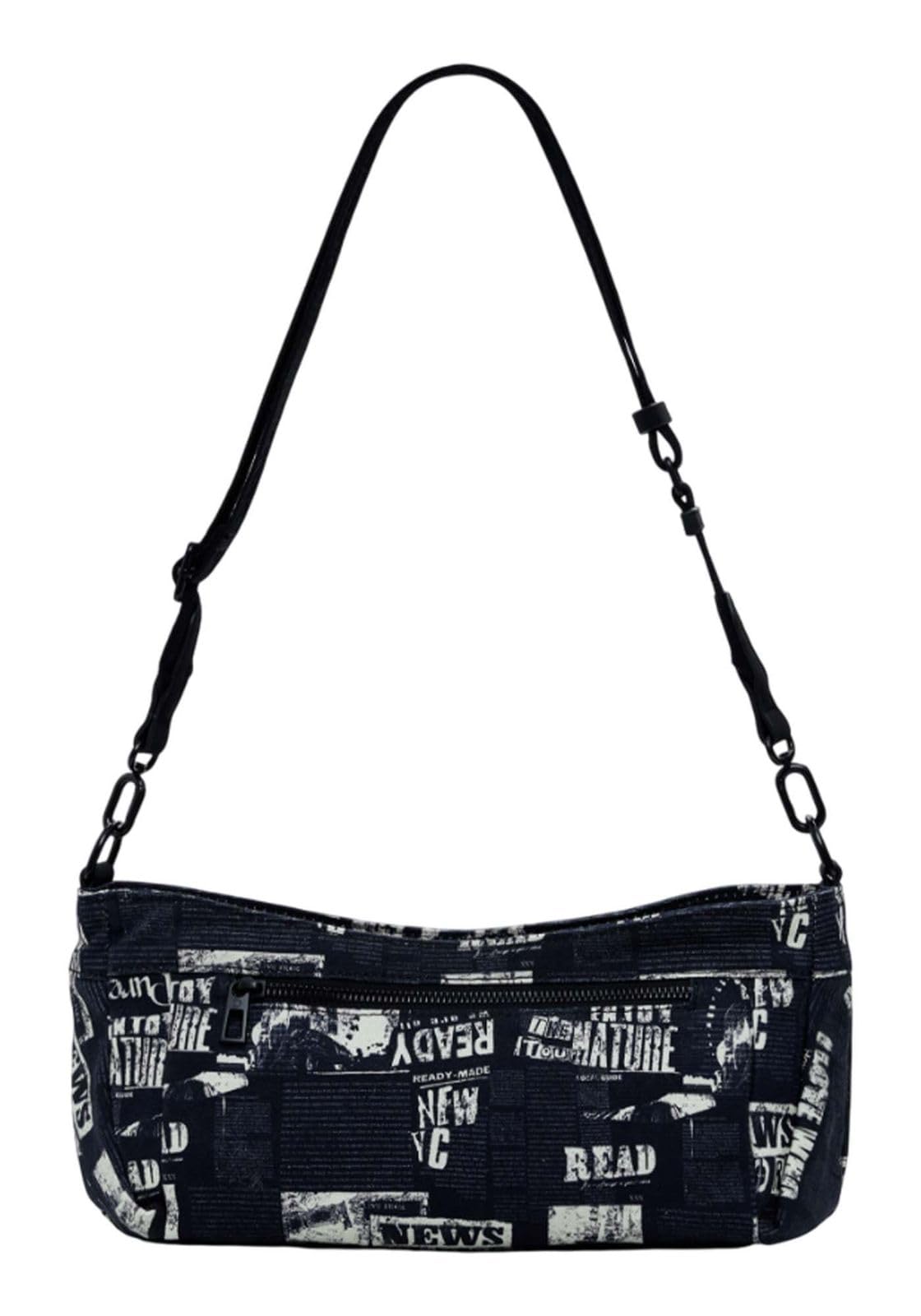 Desigual bolso de hombro bolso bandolera Donosti Newspaper Hand Bag Black negro