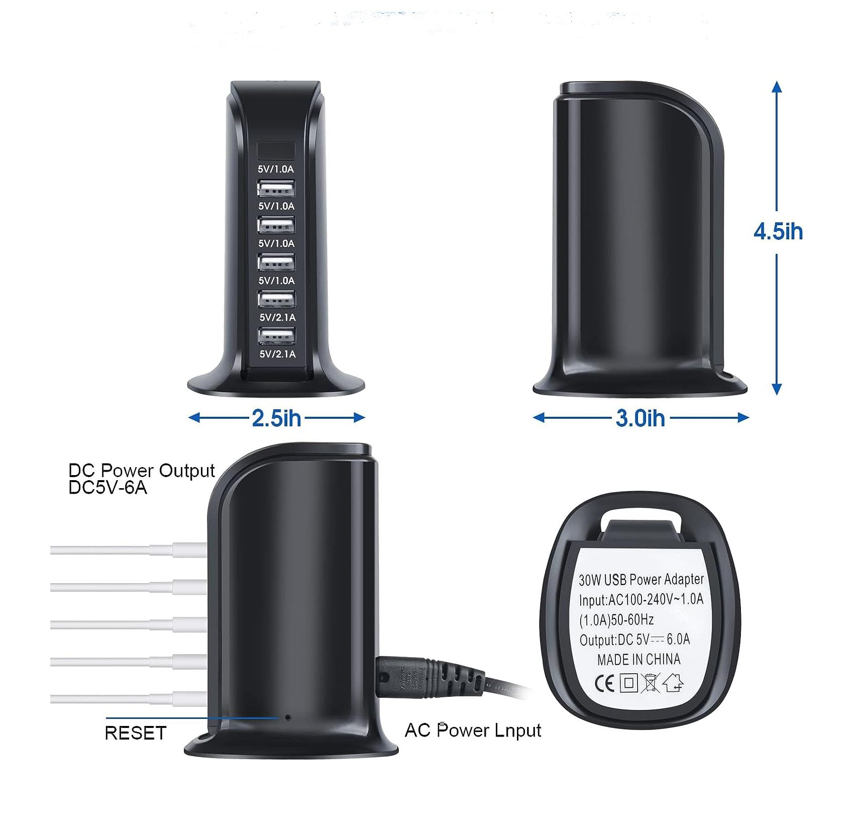 4K Caricatore USB WiFi HD 1080P Nascosta Migliorata Telecamera Spy a 5 Porte, Presa Senza Fili, Mini Telecamera di Sorveglianza Domestica con Motion Detection Telecomando