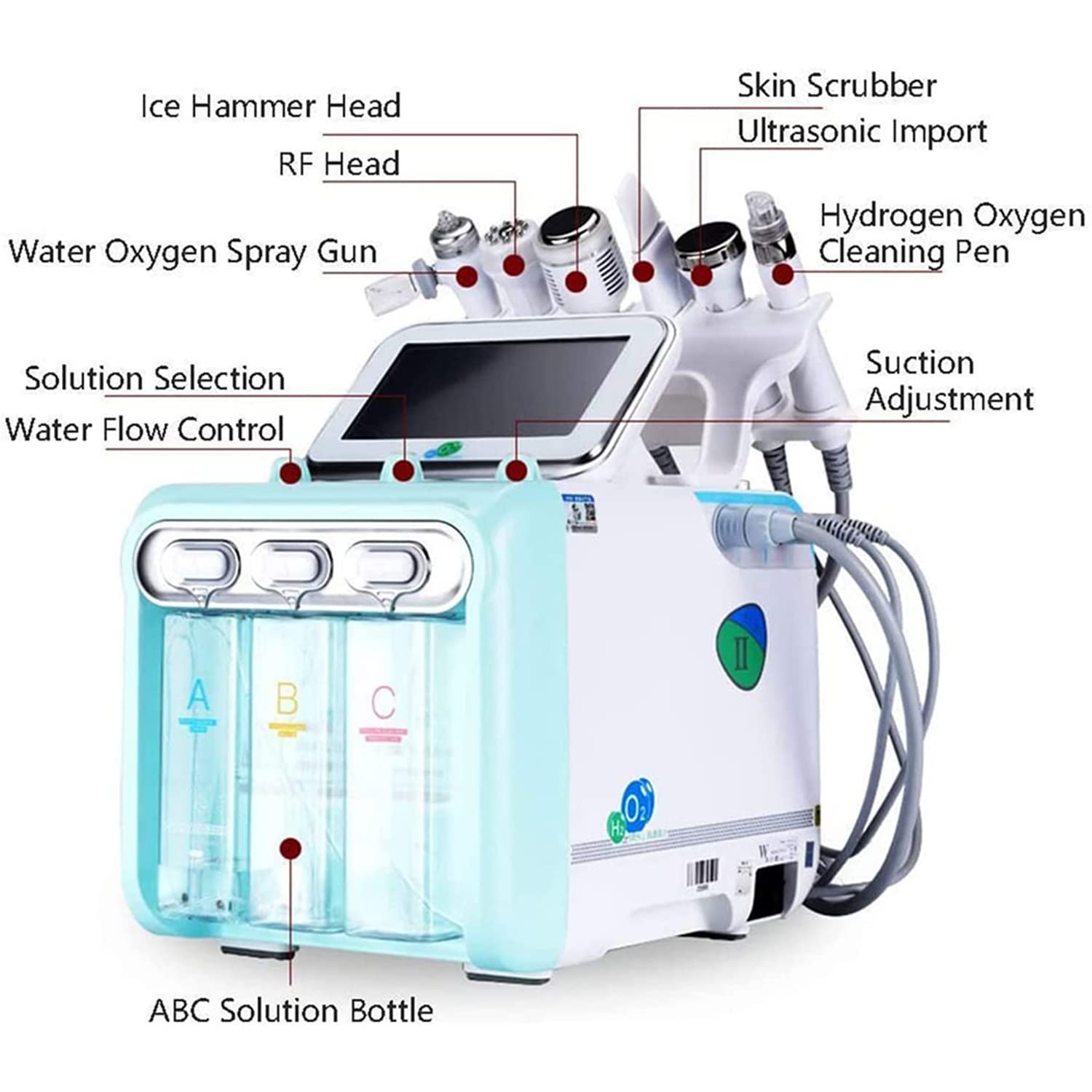 Hidrógeno y oxígeno Máquina de Belleza, 6-en-1 Profesional Diamante microdermabrasión máquina Peeling Agua Hydro dermoabrasión RF depurador HydraFacial Máquina