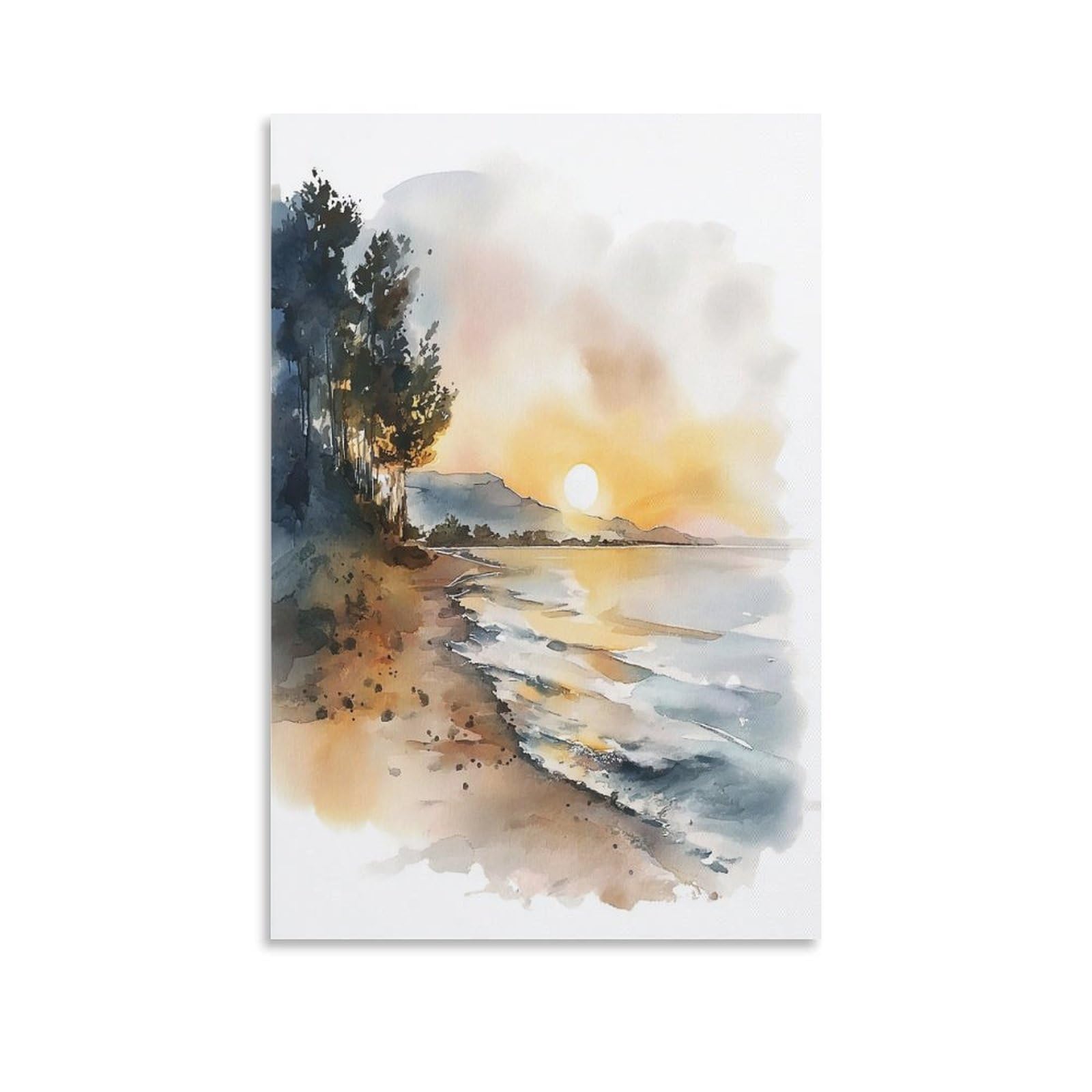 XWYMXZ Lake Michigan 20x30inch(50x75cm) Vintage Travel Poster Watercolor Canvas Art