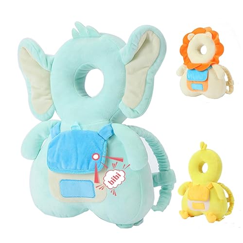 Almohadilla protectora de seguridad para la cabeza para caminante de bebé, protección para la cabeza que habla infantil (elefante azul claro)